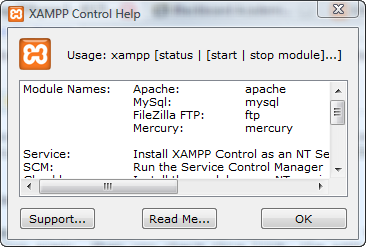 XAMPP Control Panel Help