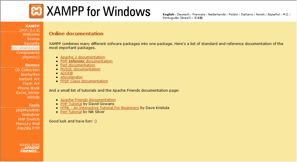 XAMPP documentation