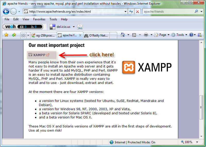 The link to XAMPP